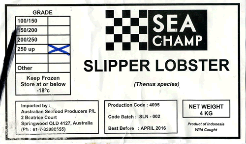 Sea Champ Packing Lable